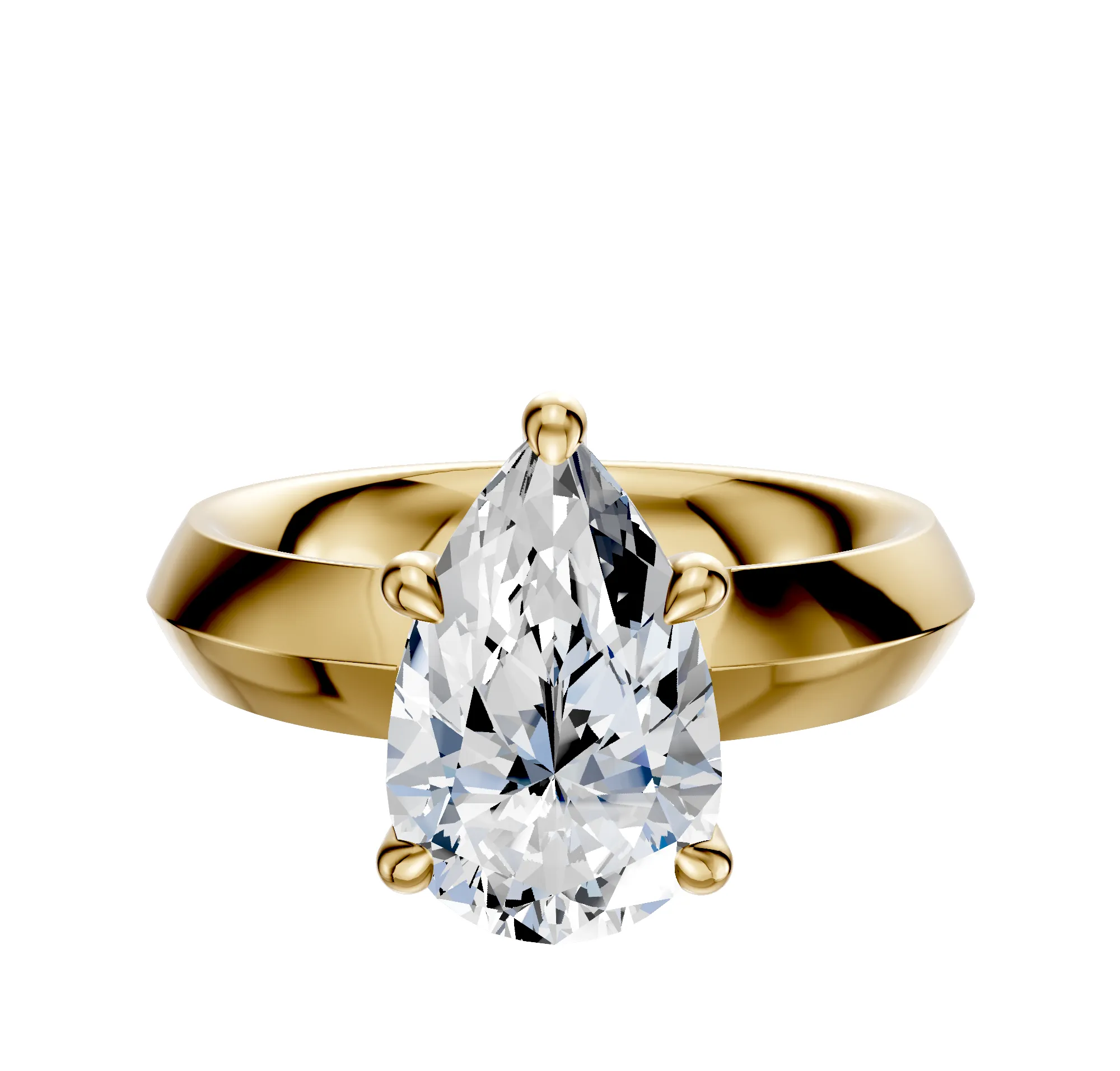 18K Yellow Gold 4 Prong Hidden Halo Classic Knife Edge 4.0mm Engagement Ring sold by Effy