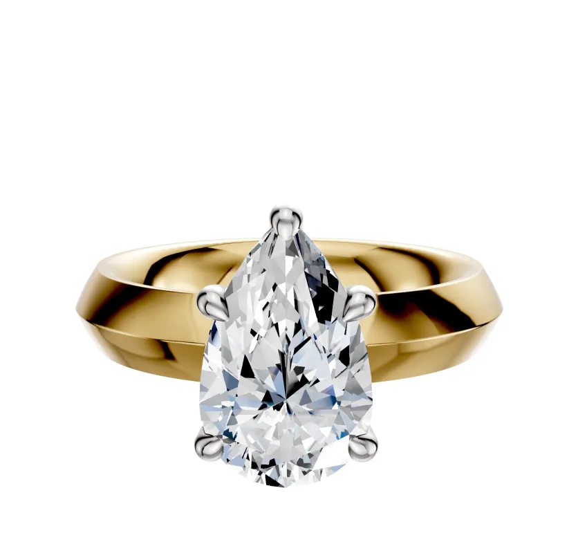 18K Two Tone 4 Prong Hidden Halo Classic Knife Edge 4.0mm Engagement Ring sold by Effy