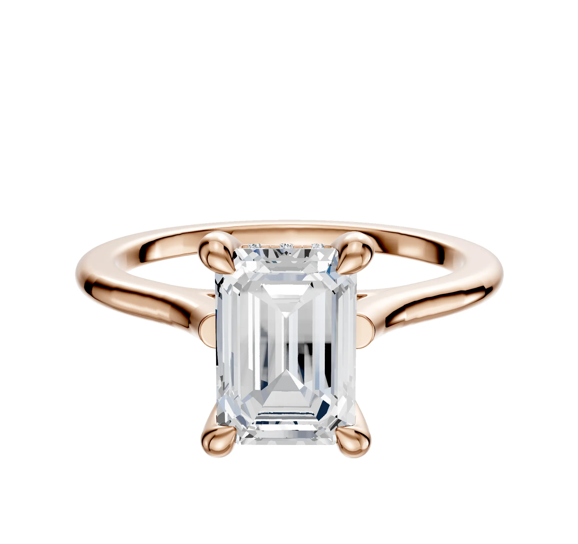 14K Rose Gold 4 Prong Hidden Halo Cathedral Dome 1.5mm Engagement Ring sold by Effy