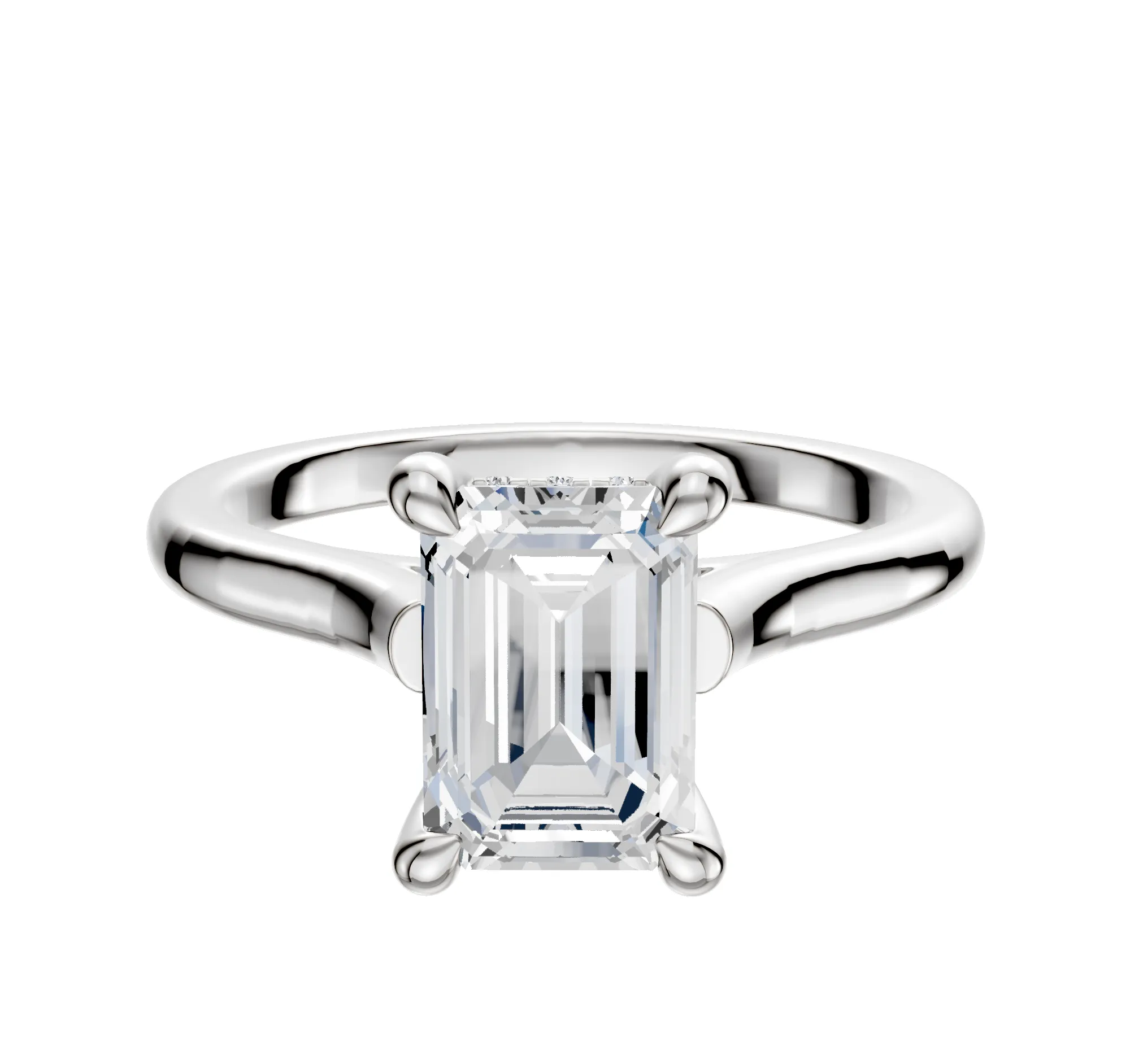 14K White Gold 4 Prong Hidden Halo Cathedral Dome 2.0mm Engagement Ring sold by Effy