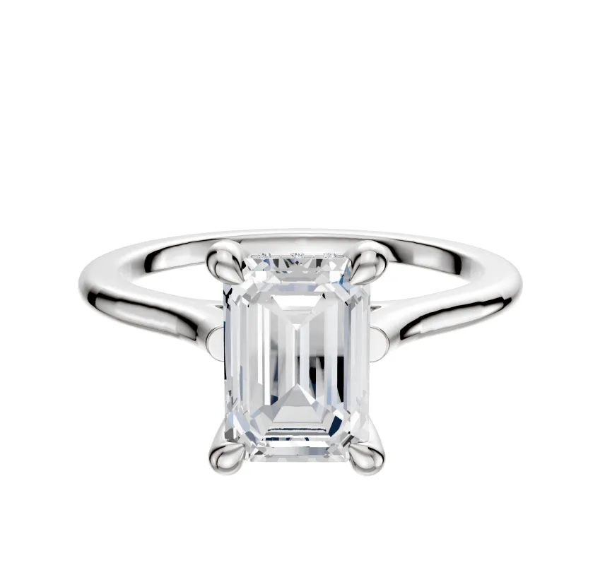 Platinum 4 Prong Hidden Halo Cathedral Dome 1.5mm Engagement Ring made by Effy