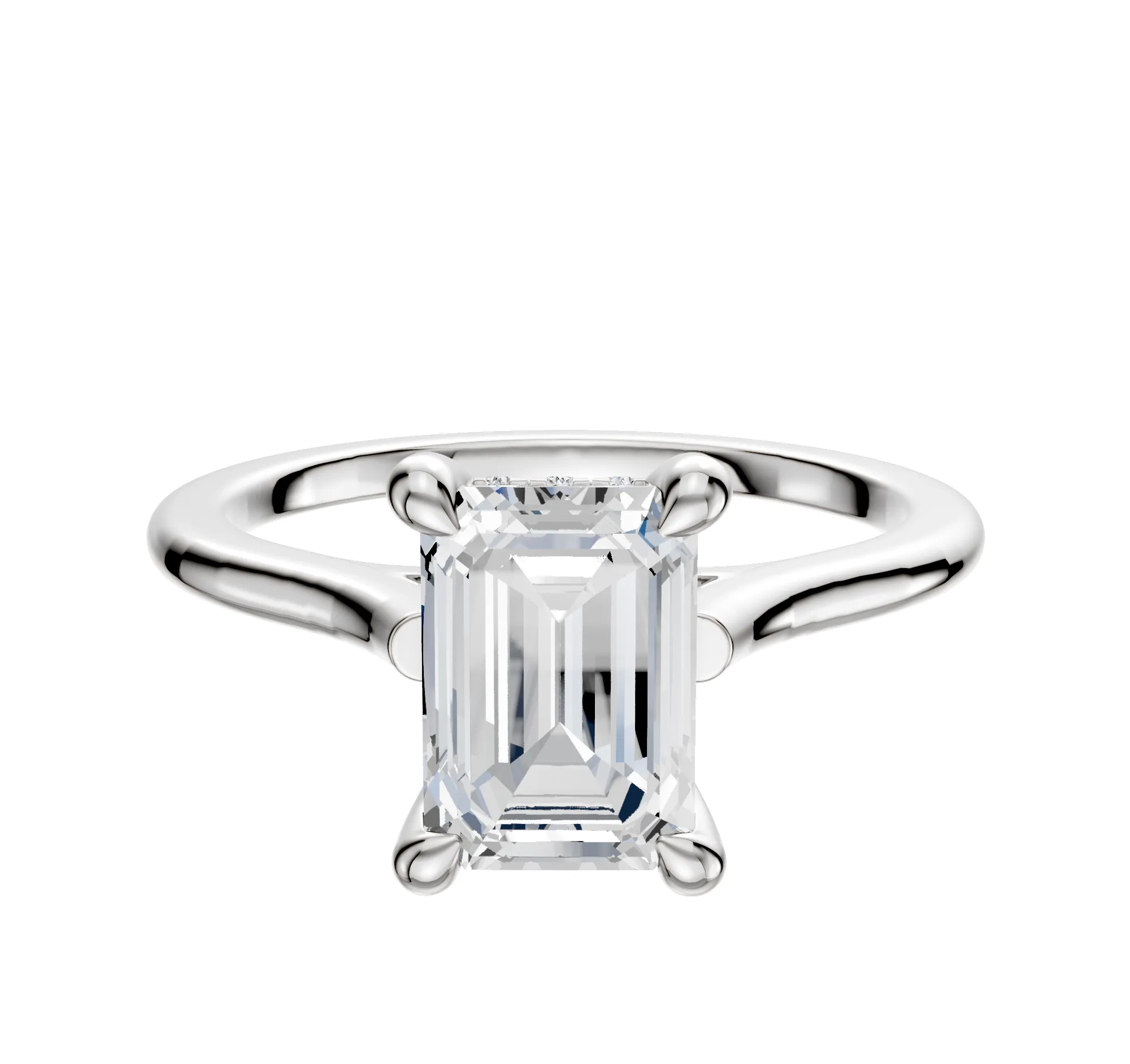 Platinum 4 Prong Hidden Halo Cathedral Dome 1.5mm Engagement Ring sold by Effy