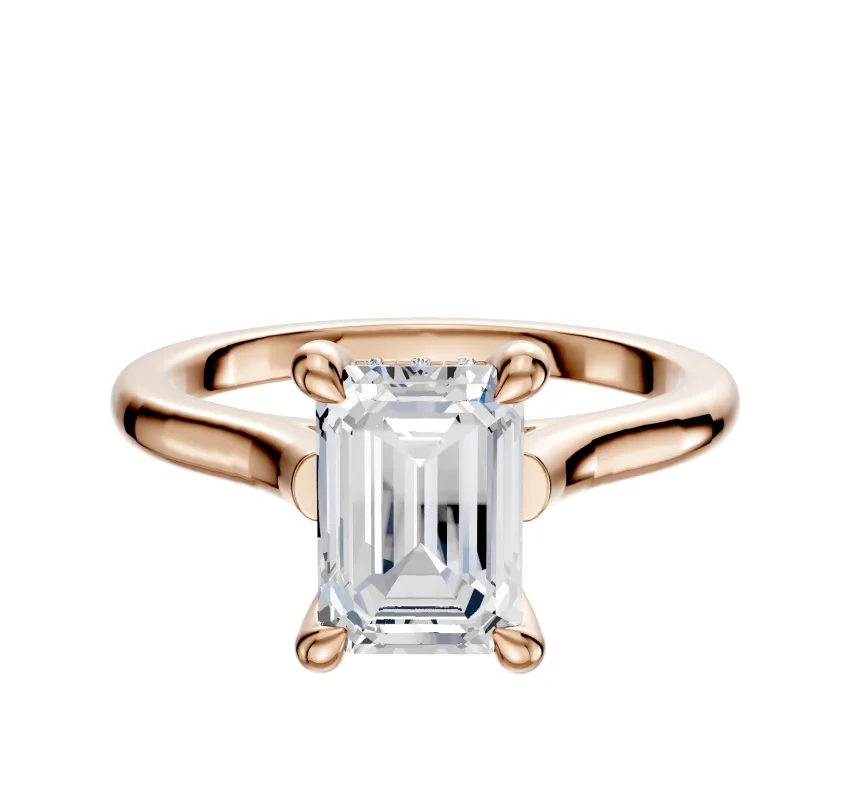 14K Rose Gold 4 Prong Hidden Halo Cathedral Dome 2.0mm Engagement Ring made by Effy