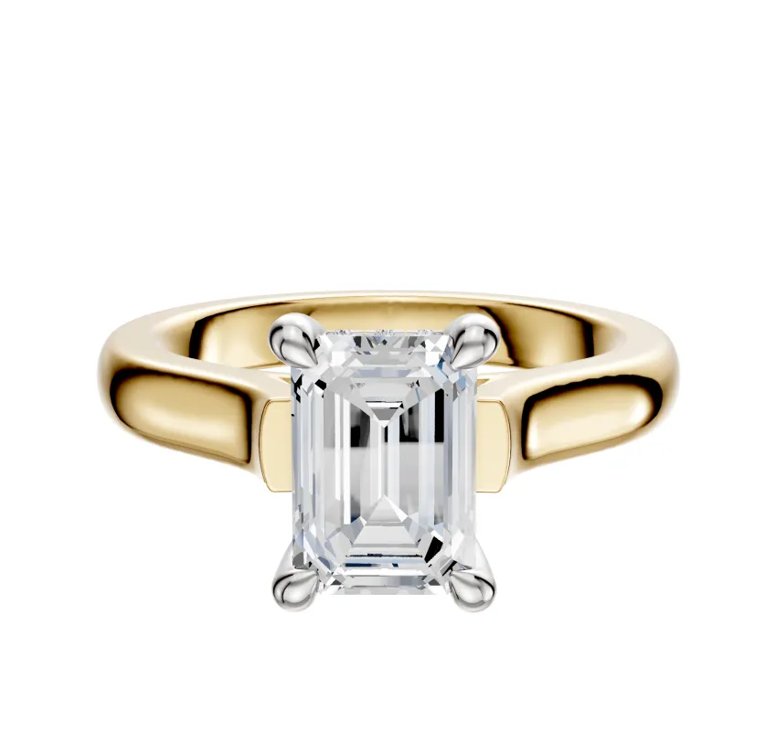 18K Two Tone 4 Prong Hidden Halo Cathedral Dome 3.0mm Engagement Ring sold by Effy