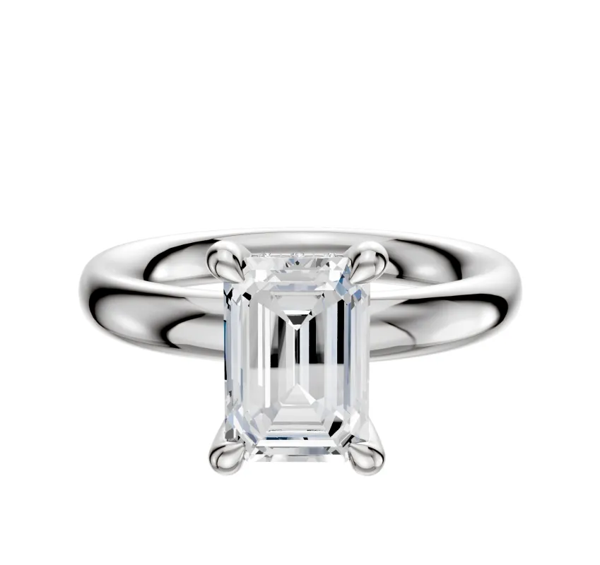 14K White Gold 4 Prong Hidden Halo Classic Dome 3.0mm Engagement Ring sold by Effy