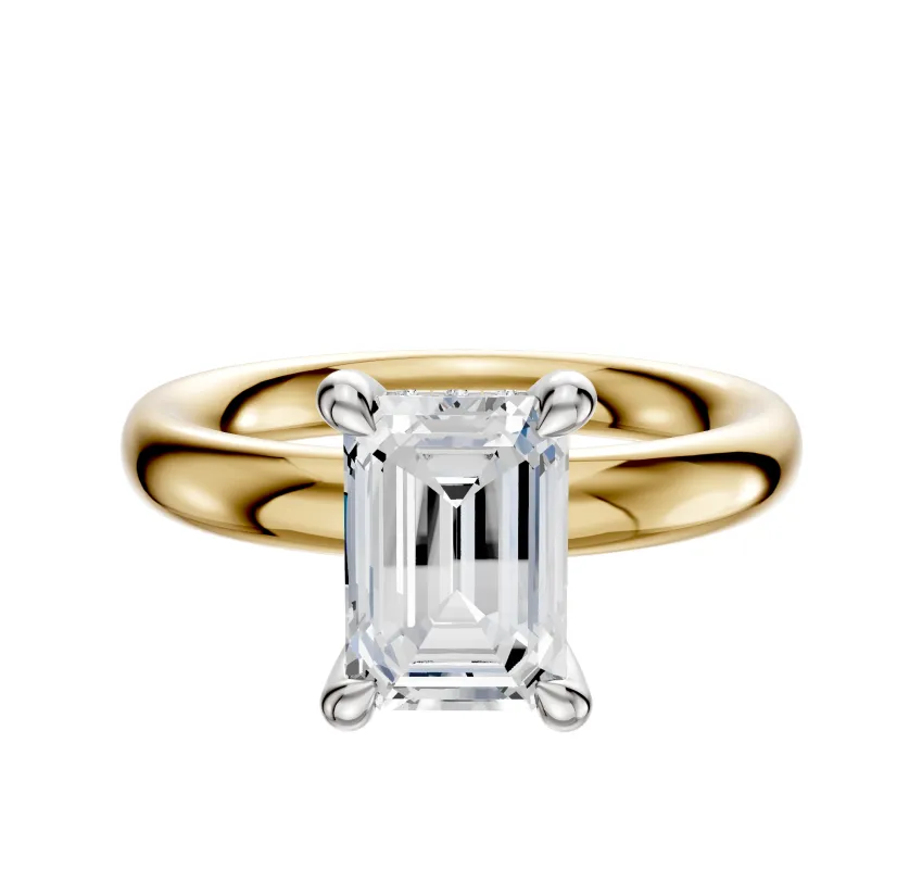 14K Two Tone 4 Prong Hidden Halo Classic Dome 3.0mm Engagement Ring sold by Effy