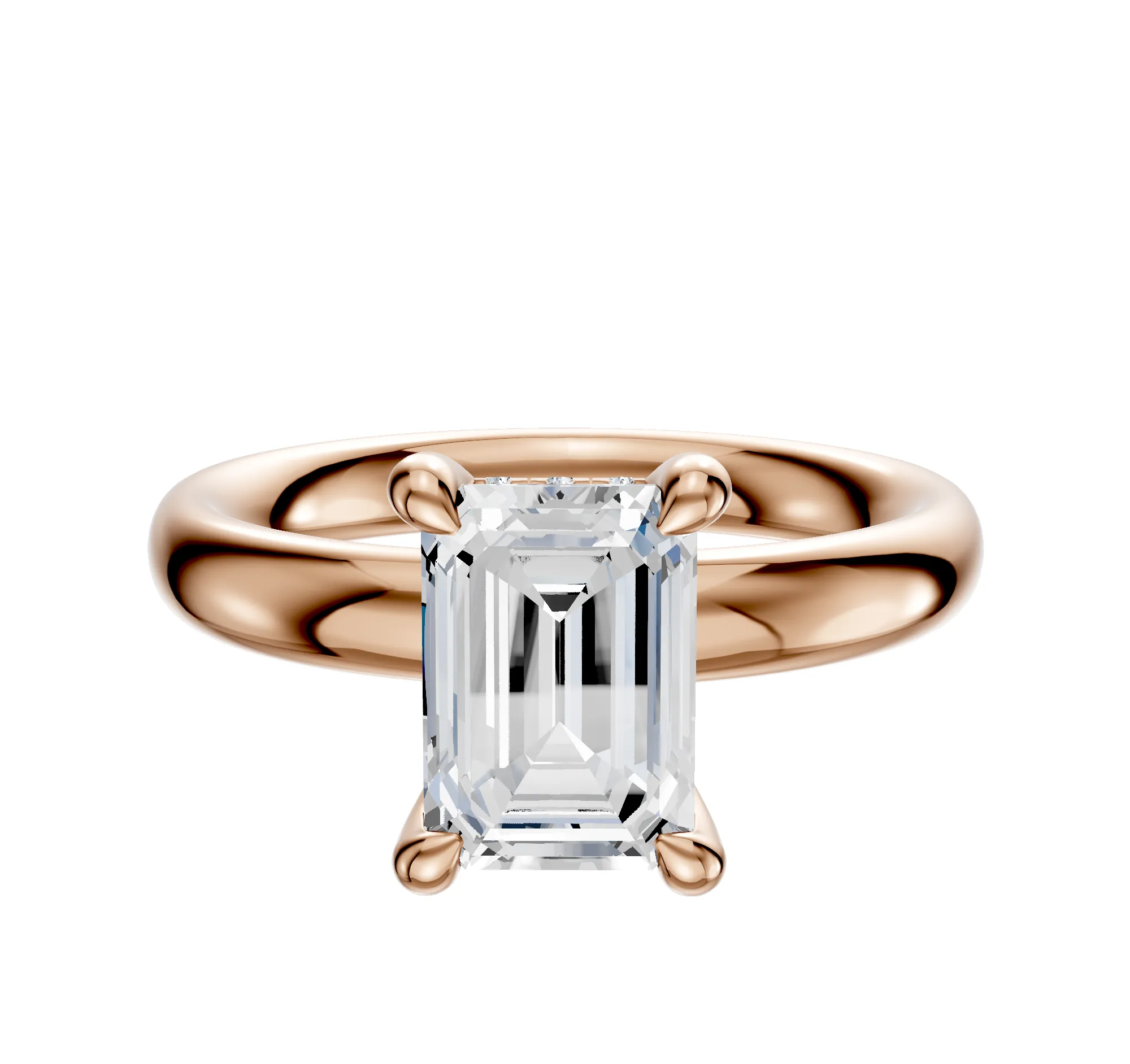 14K Rose Gold 4 Prong Hidden Halo Classic Dome 3.0mm Engagement Ring sold by Effy