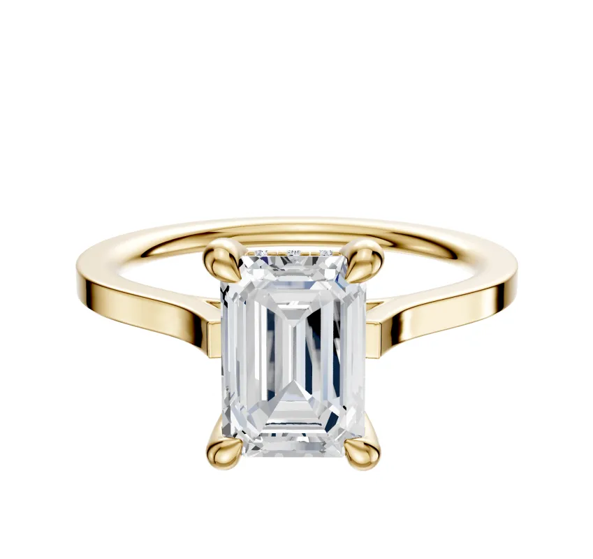 14K Yellow Gold 4 Prong Hidden Halo Cathedral Flat 1.5mm Engagement Ring sold by Effy