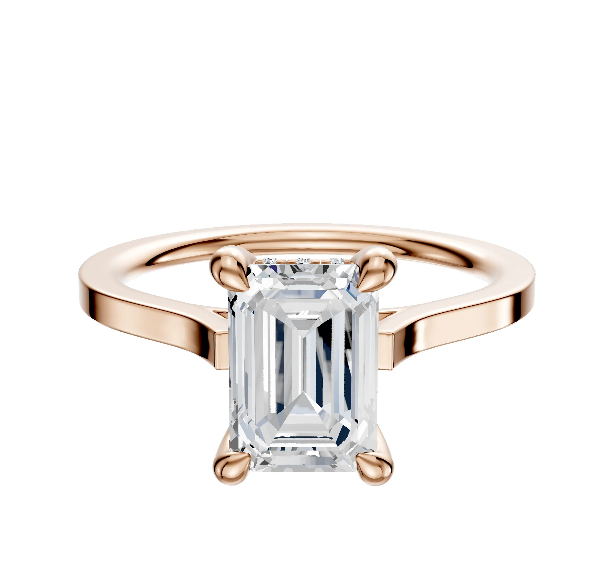 14K Rose Gold 4 Prong Hidden Halo Cathedral Flat 1.5mm Engagement Ring sold by Effy