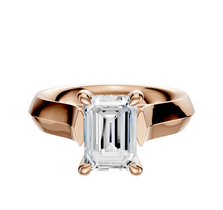 14K Rose Gold 4 Prong Hidden Halo Cathedral Knife Edge 4.0mm Engagement Ring sold by Effy