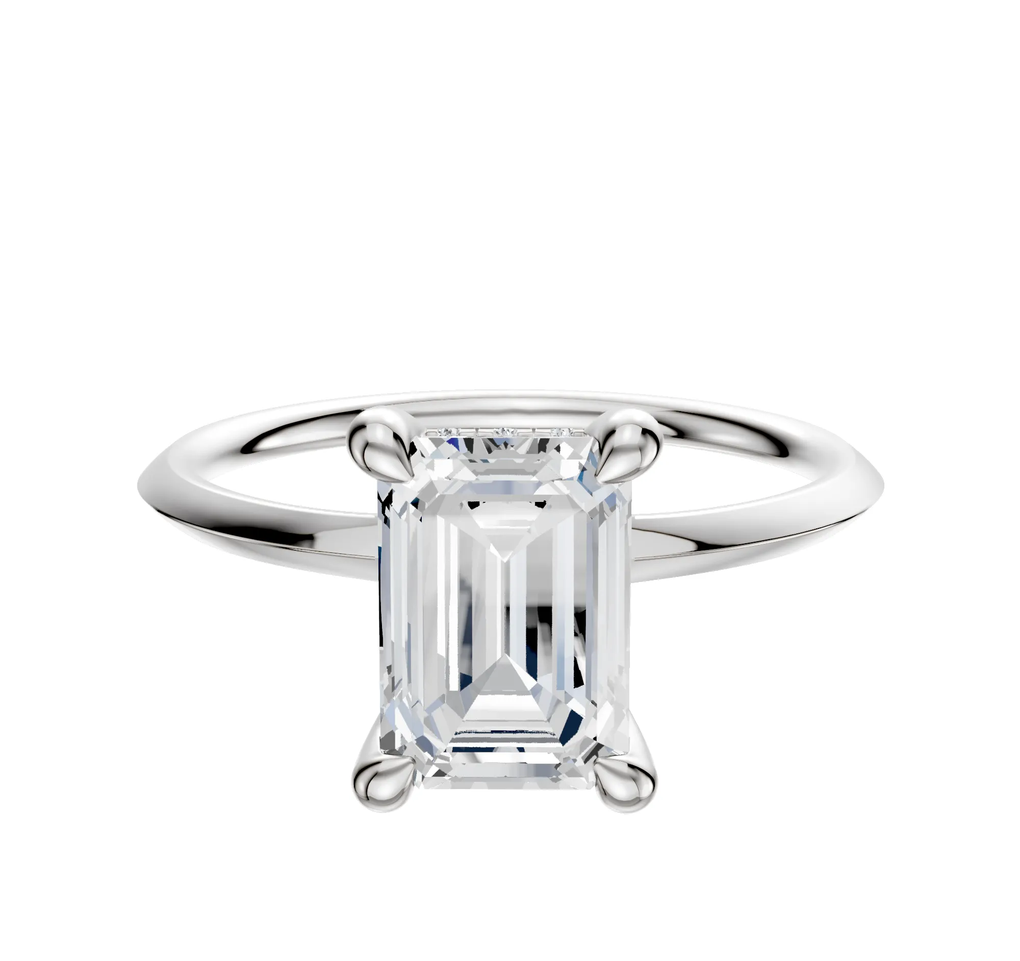 18K White Gold 4 Prong Hidden Halo Classic Knife Edge 1.5mm Engagement Ring sold by Effy