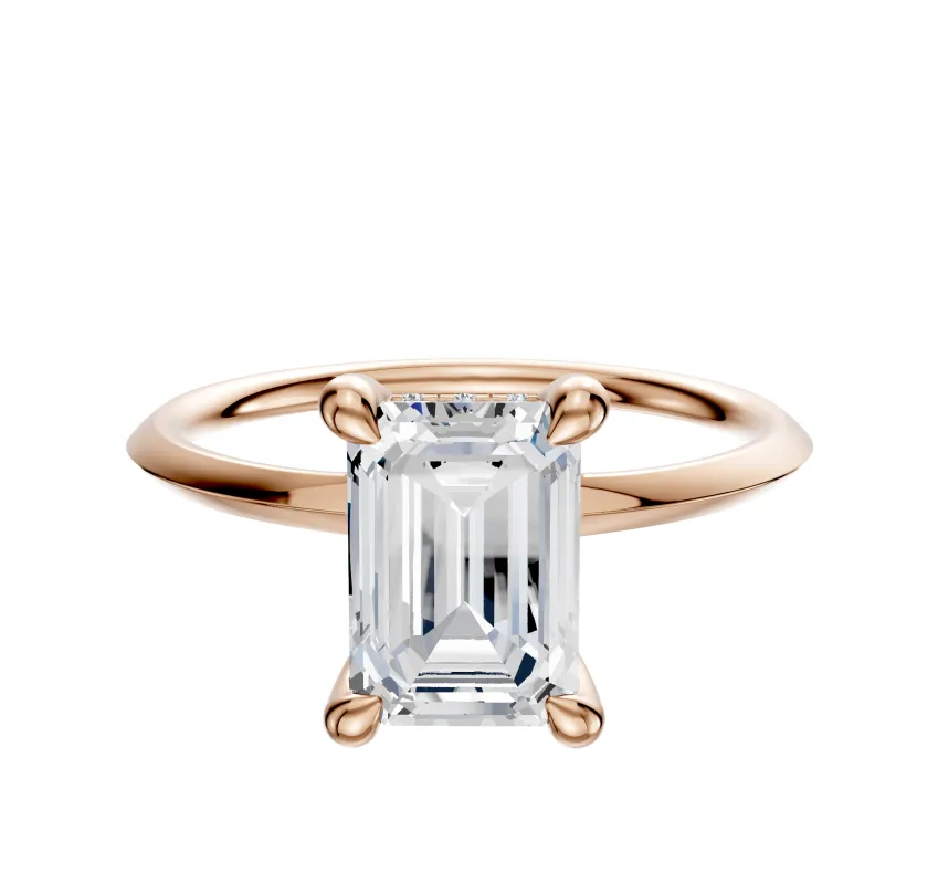 18K Rose Gold 4 Prong Hidden Halo Classic Knife Edge 1.5mm Engagement Ring sold by Effy