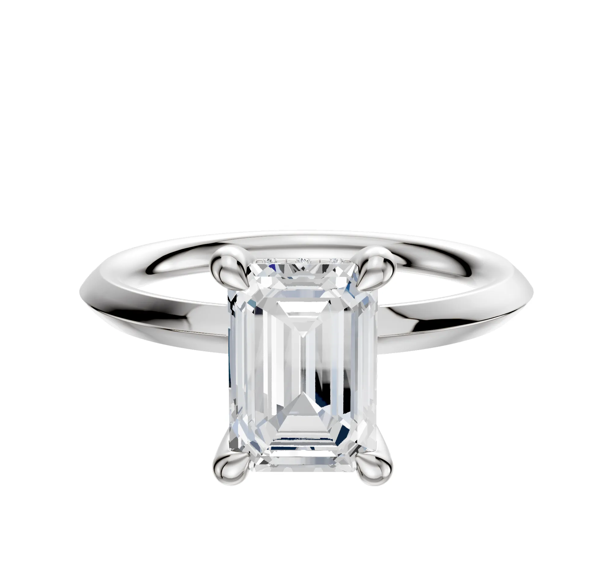 14K White Gold 4 Prong Hidden Halo Classic Knife Edge 2.0mm Engagement Ring sold by Effy