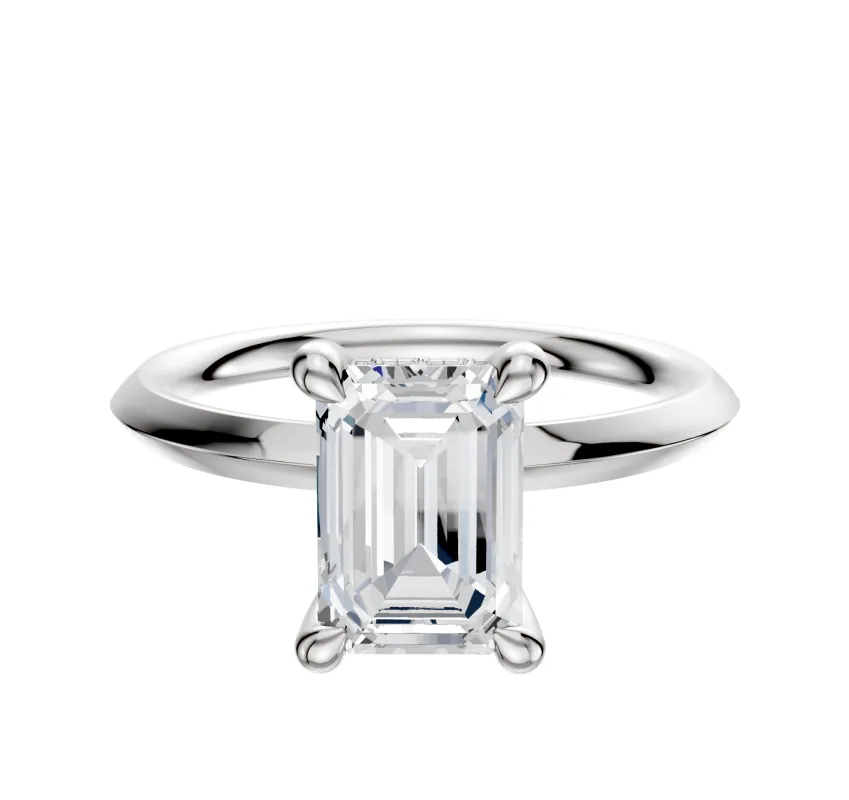 18K White Gold 4 Prong Hidden Halo Classic Knife Edge 2.0mm Engagement Ring made by Effy