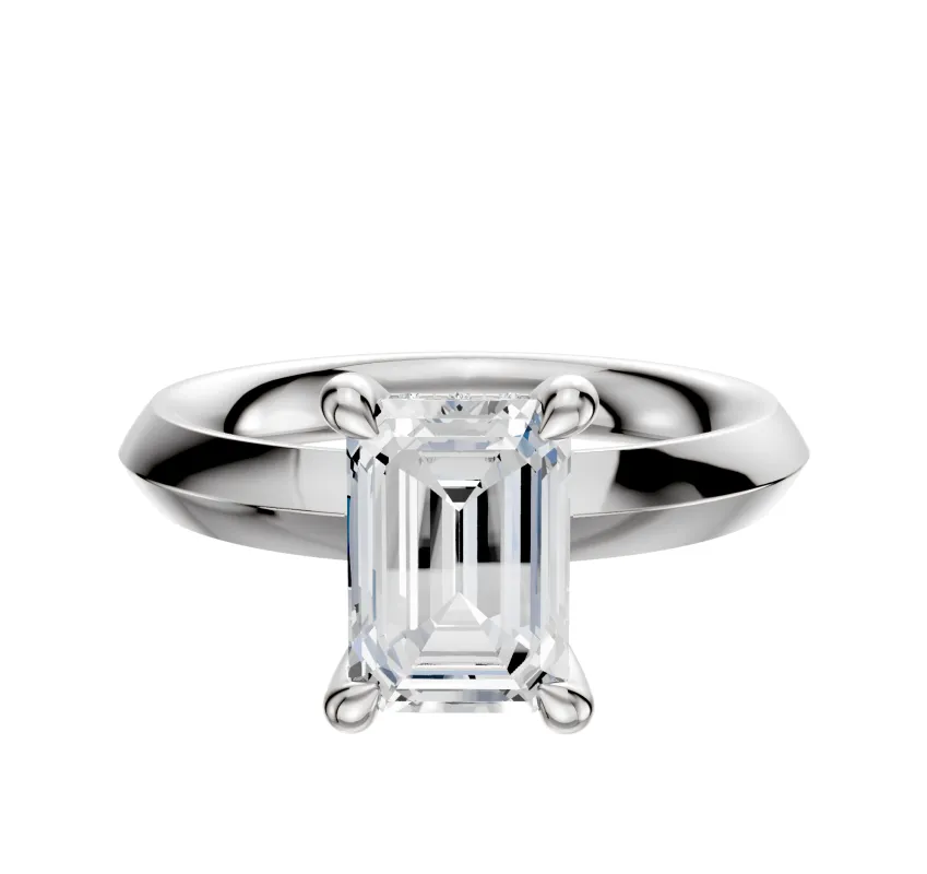 14K White Gold 4 Prong Hidden Halo Classic Knife Edge 3.0mm Engagement Ring made by Effy