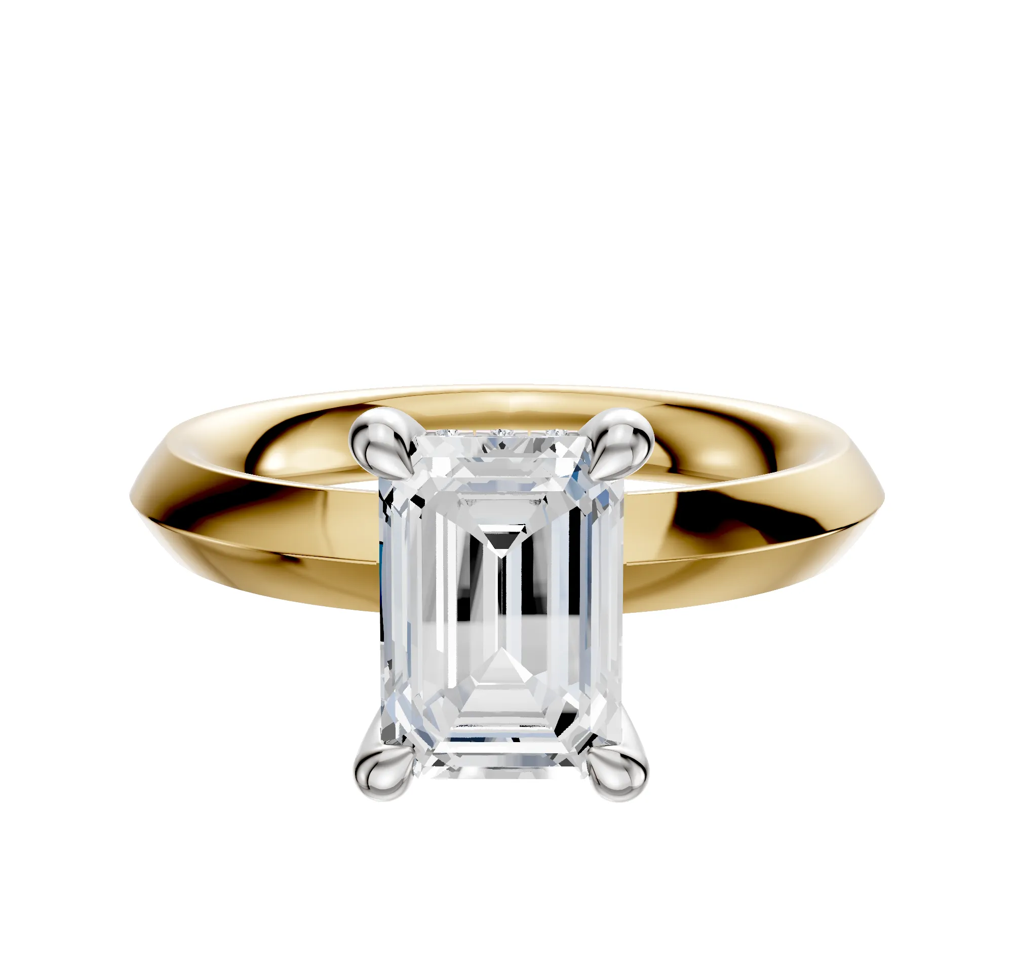 14K Two Tone 4 Prong Hidden Halo Classic Knife Edge 3.0mm Engagement Ring sold by Effy