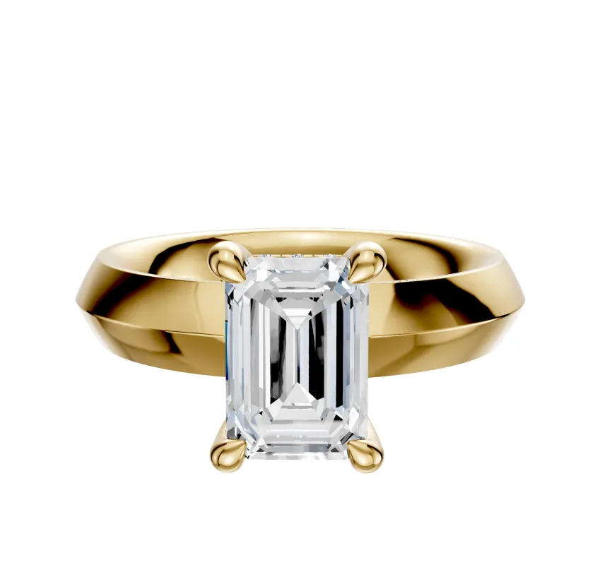 18K Yellow Gold 4 Prong Hidden Halo Classic Knife Edge 4.0mm Engagement Ring sold by Effy