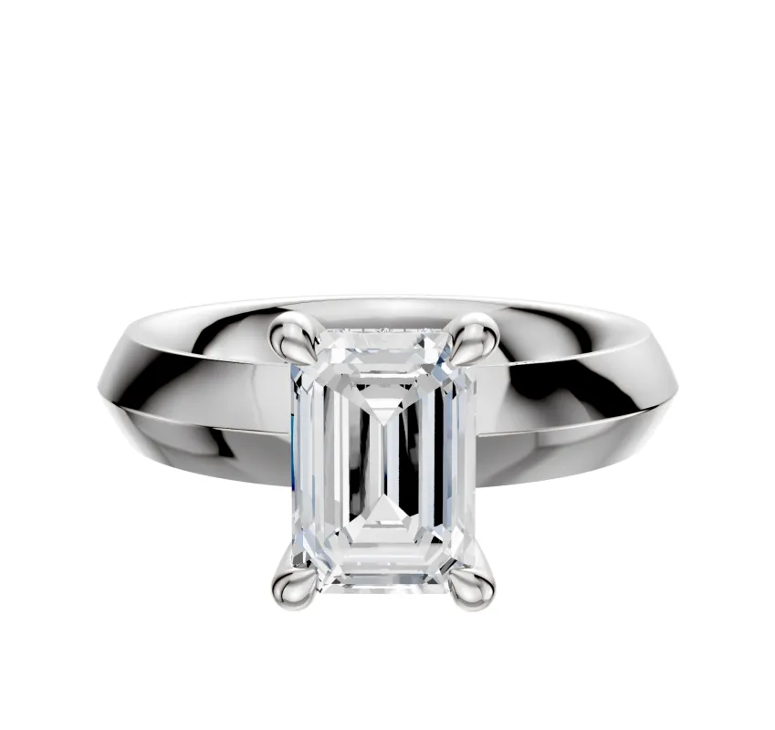 18K White Gold 4 Prong Hidden Halo Classic Knife Edge 4.0mm Engagement Ring sold by Effy