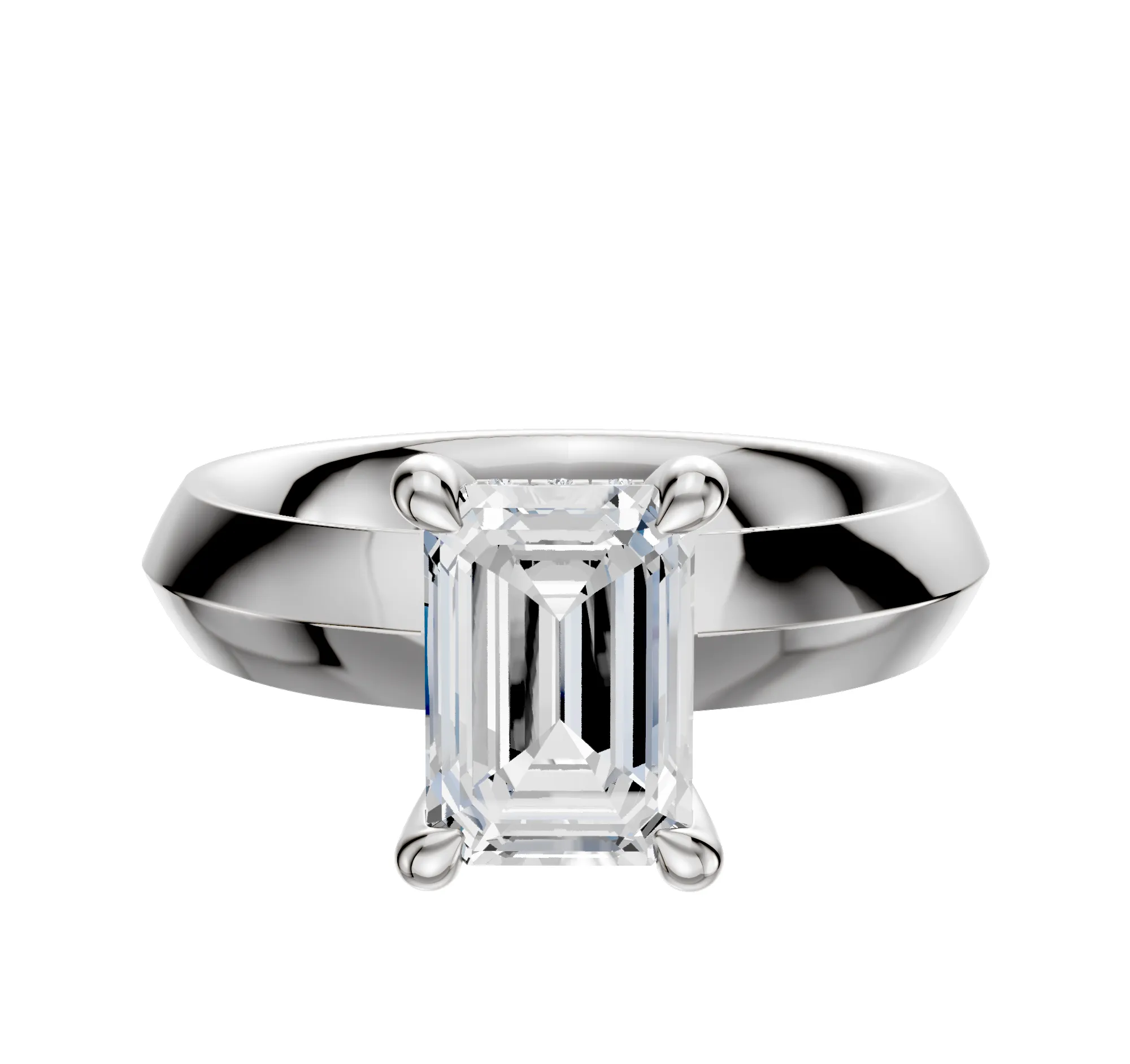 Platinum 4 Prong Hidden Halo Classic Knife Edge 4.0mm Engagement Ring sold by Effy