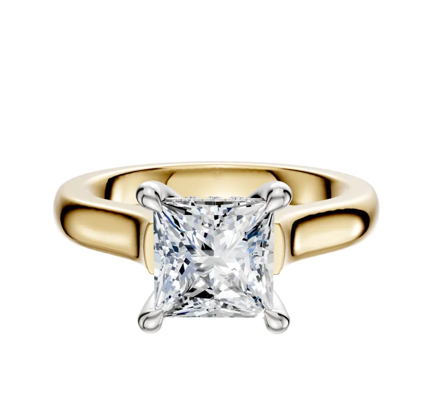 14K Two Tone 4 Prong Hidden Halo Cathedral Dome 3.0mm Engagement Ring sold by Effy