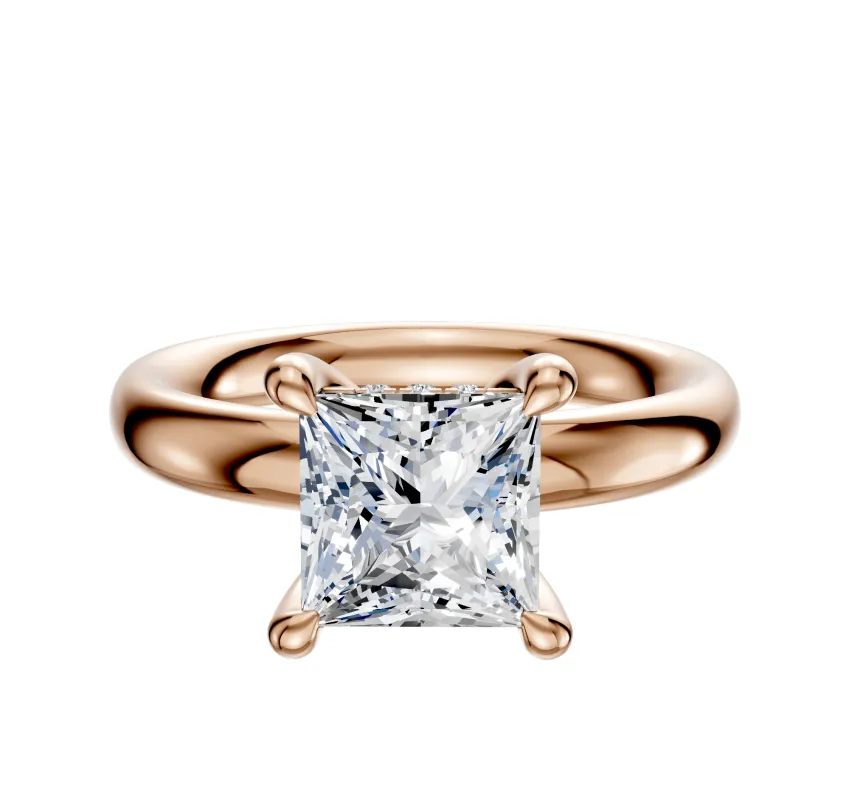 14K Rose Gold 4 Prong Hidden Halo Classic Dome 3.0mm Engagement Ring sold by Effy