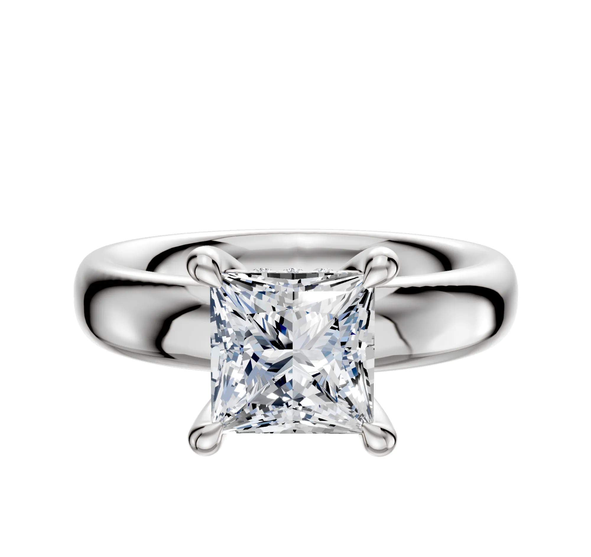 Platinum 4 Prong Hidden Halo Classic Dome 4.0mm Engagement Ring sold by Effy