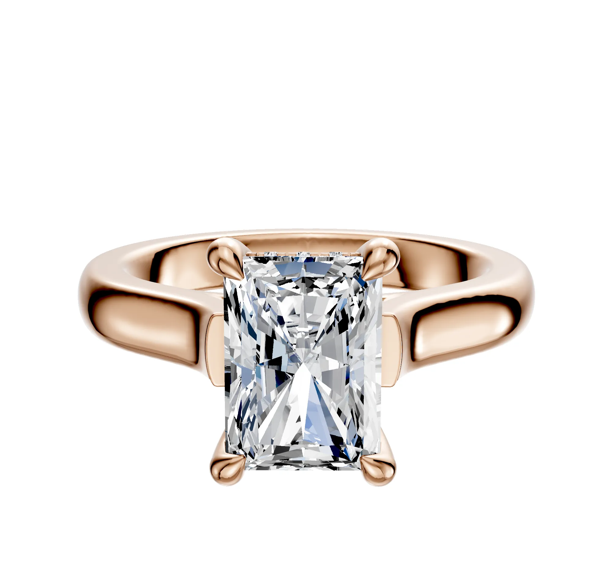 14K Rose Gold 4 Prong Hidden Halo Cathedral Dome 3.0mm Engagement Ring sold by Effy