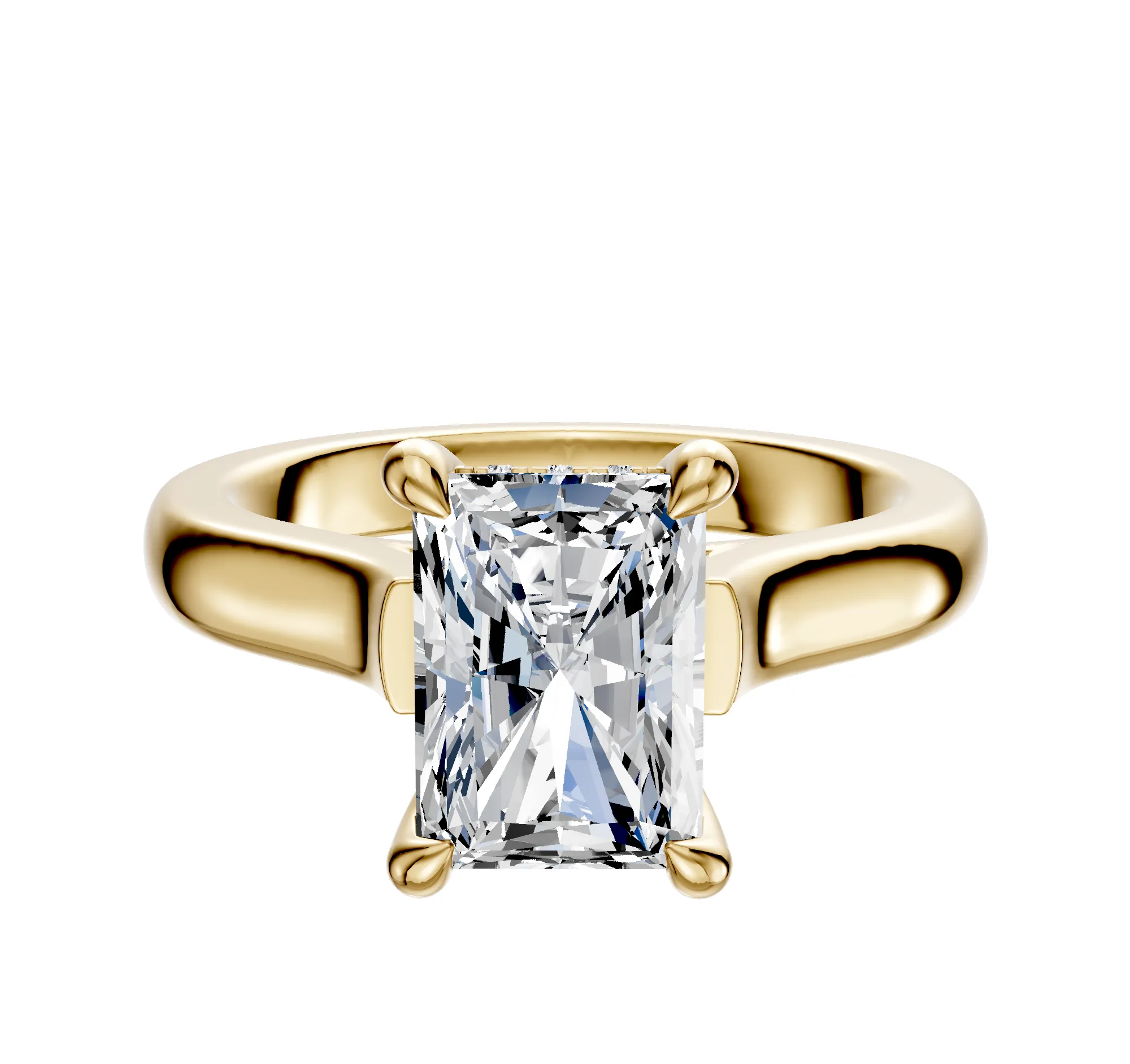 14K Yellow Gold 4 Prong Hidden Halo Cathedral Dome 3.0mm Engagement Ring sold by Effy