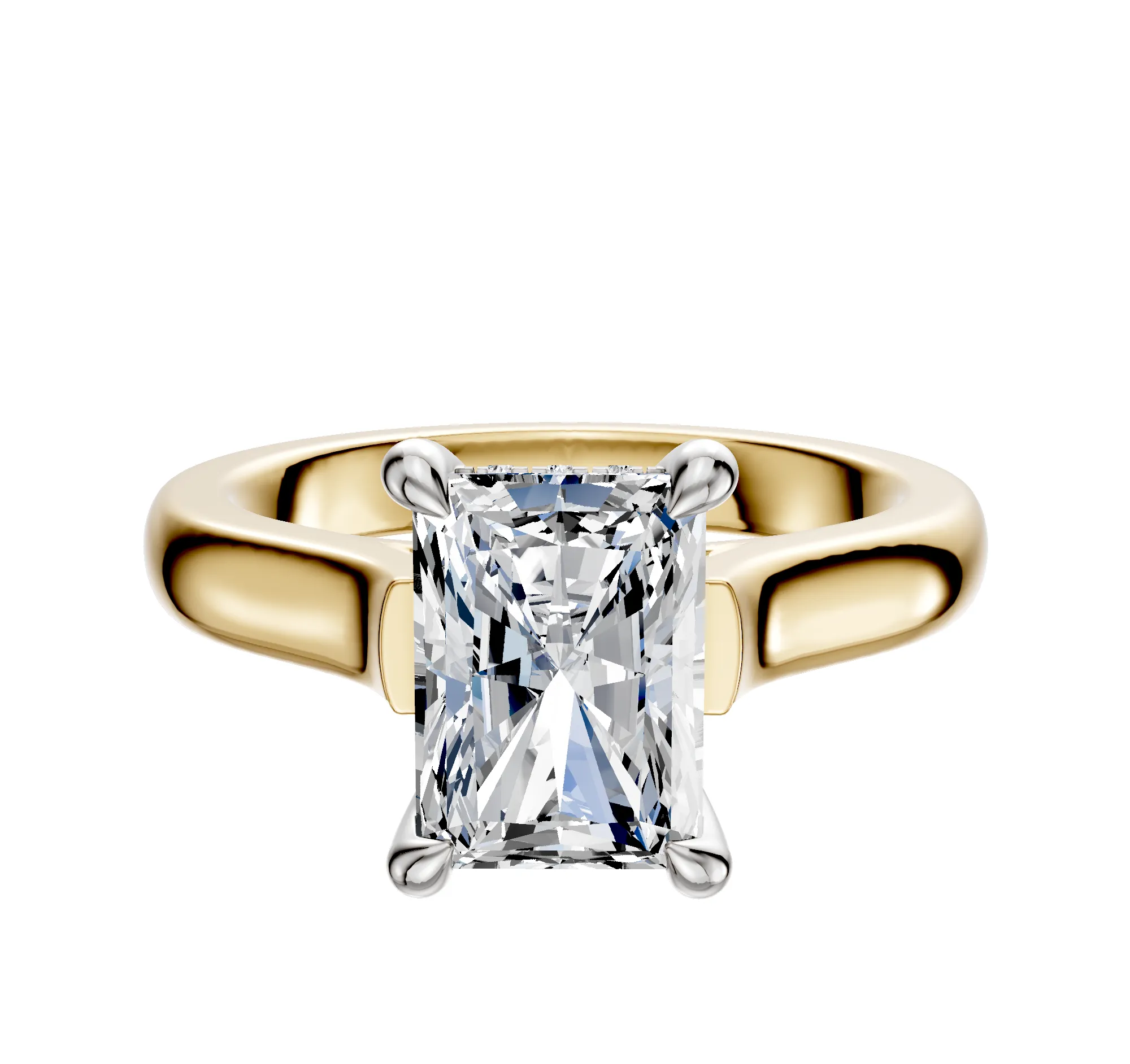 18K Two Tone 4 Prong Hidden Halo Cathedral Dome 3.0mm Engagement Ring sold by Effy