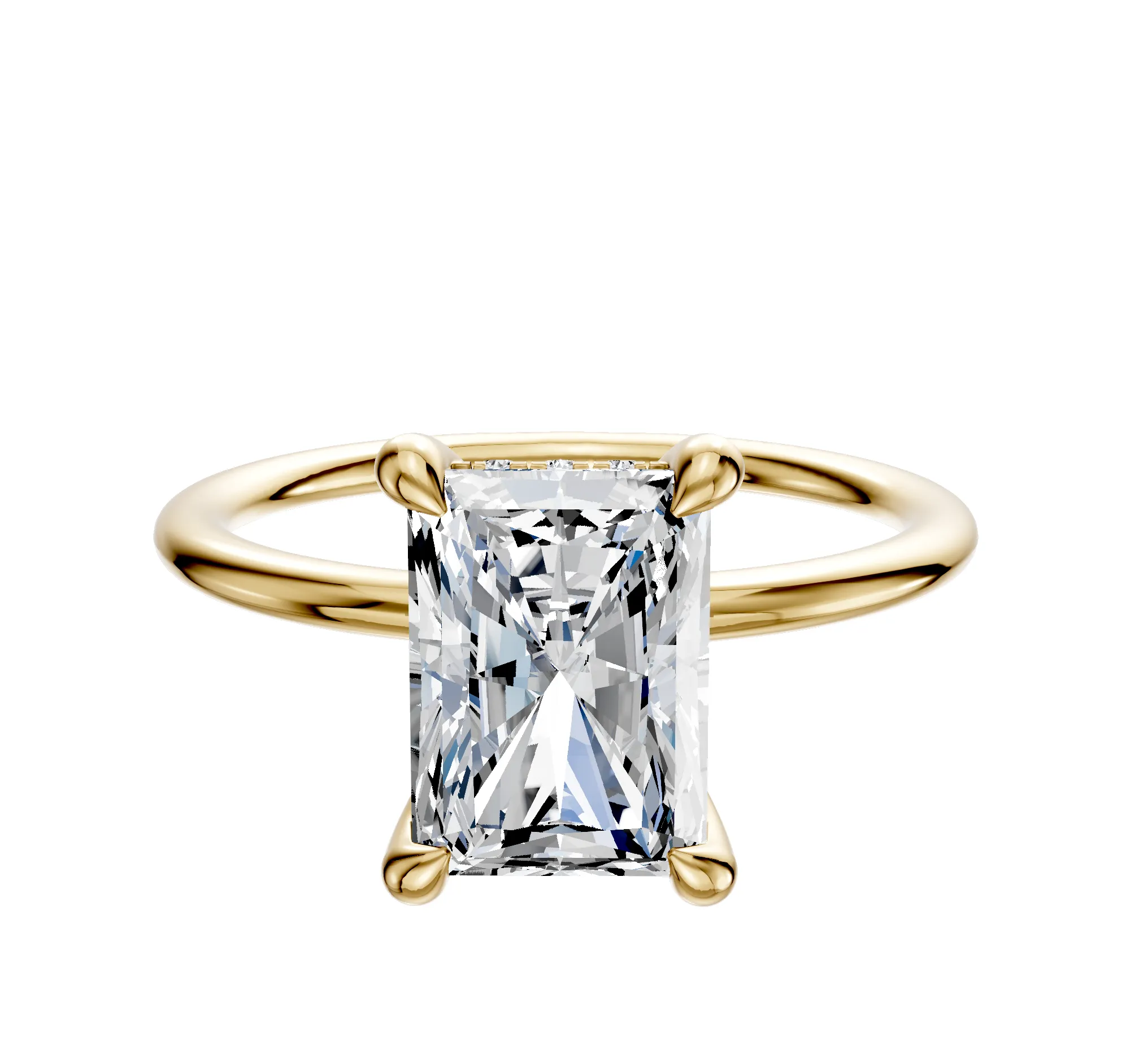 14K Yellow Gold 4 Prong Hidden Halo Classic Dome 1.5mm Engagement Ring sold by Effy