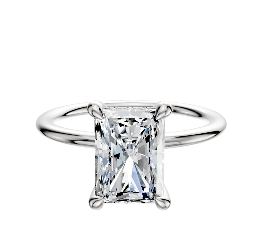 Platinum 4 Prong Hidden Halo Classic Dome 1.5mm Engagement Ring sold by Effy