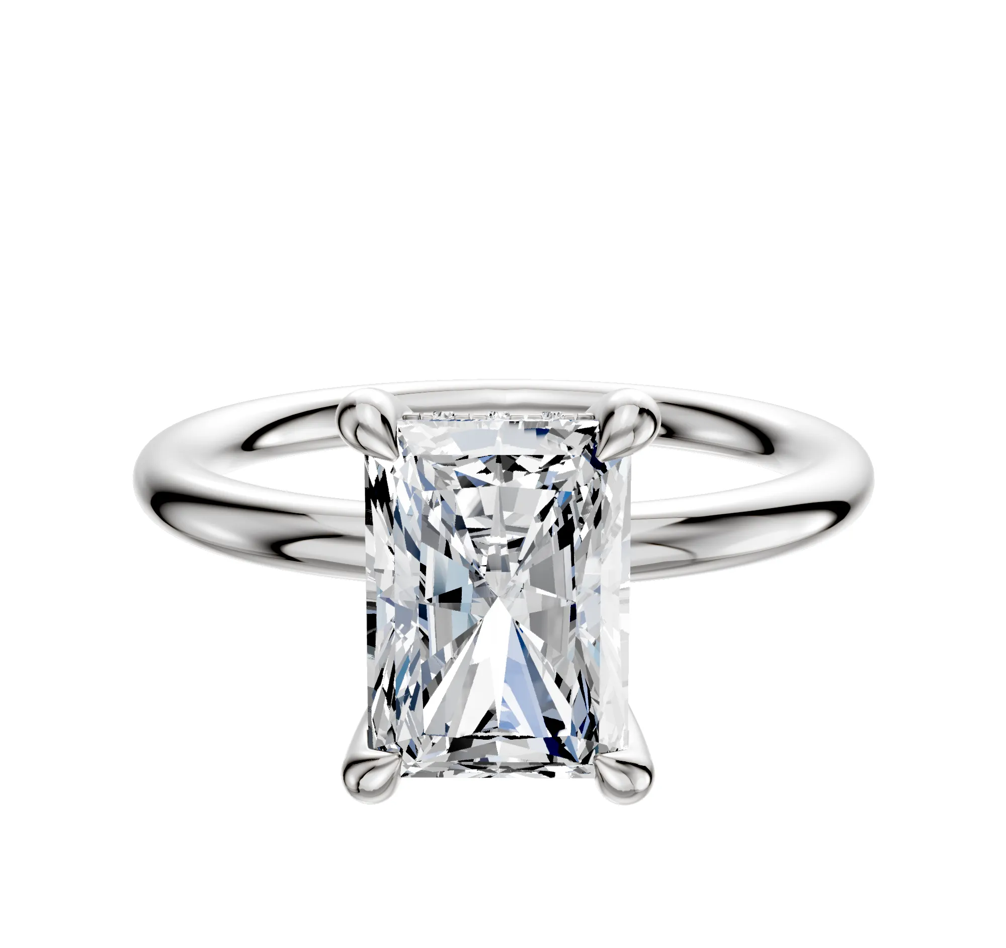 18K White Gold 4 Prong Hidden Halo Classic Dome 2.0mm Engagement Ring sold by Effy