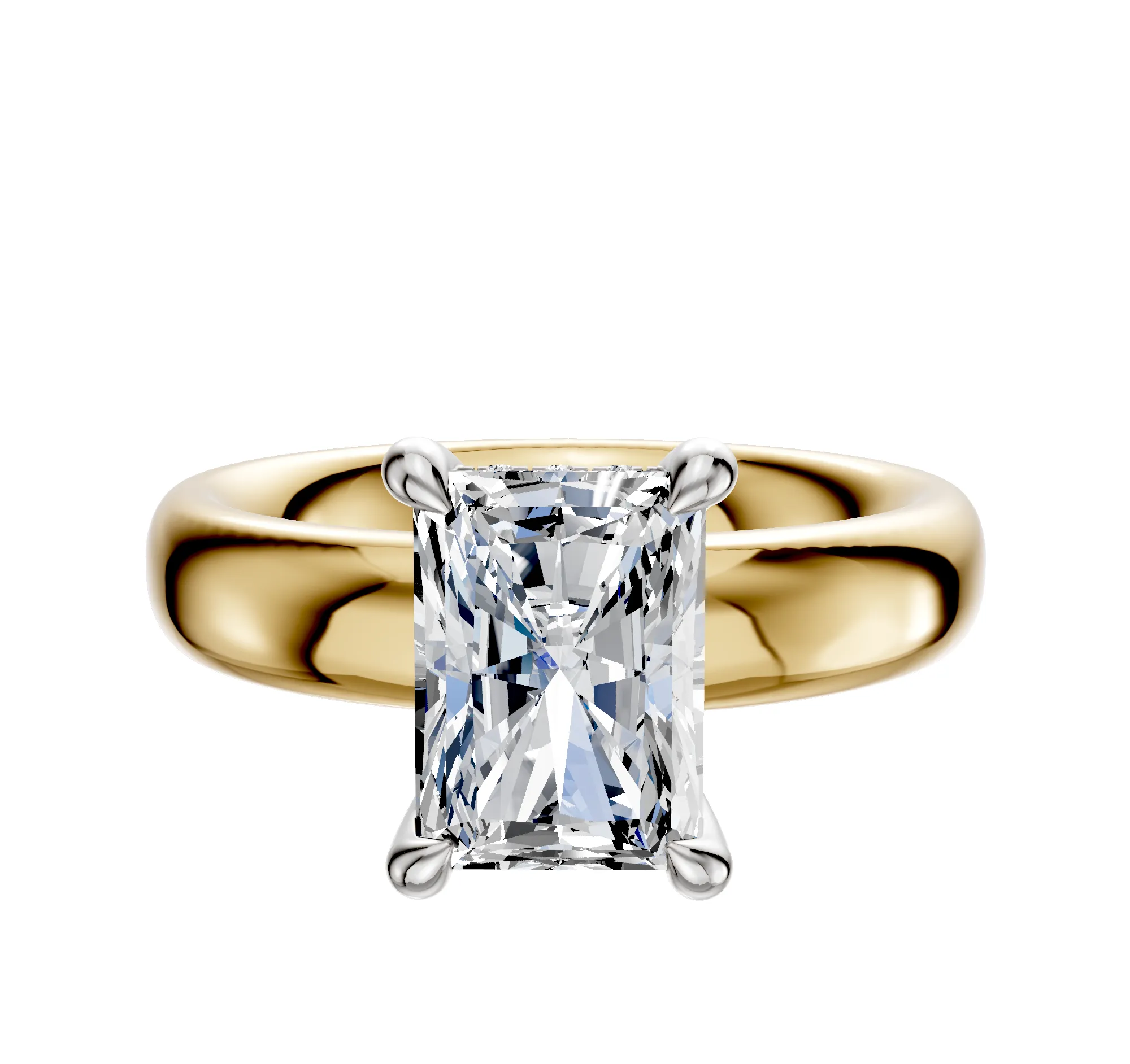 14K Two Tone 4 Prong Hidden Halo Classic Dome 4.0mm Engagement Ring sold by Effy