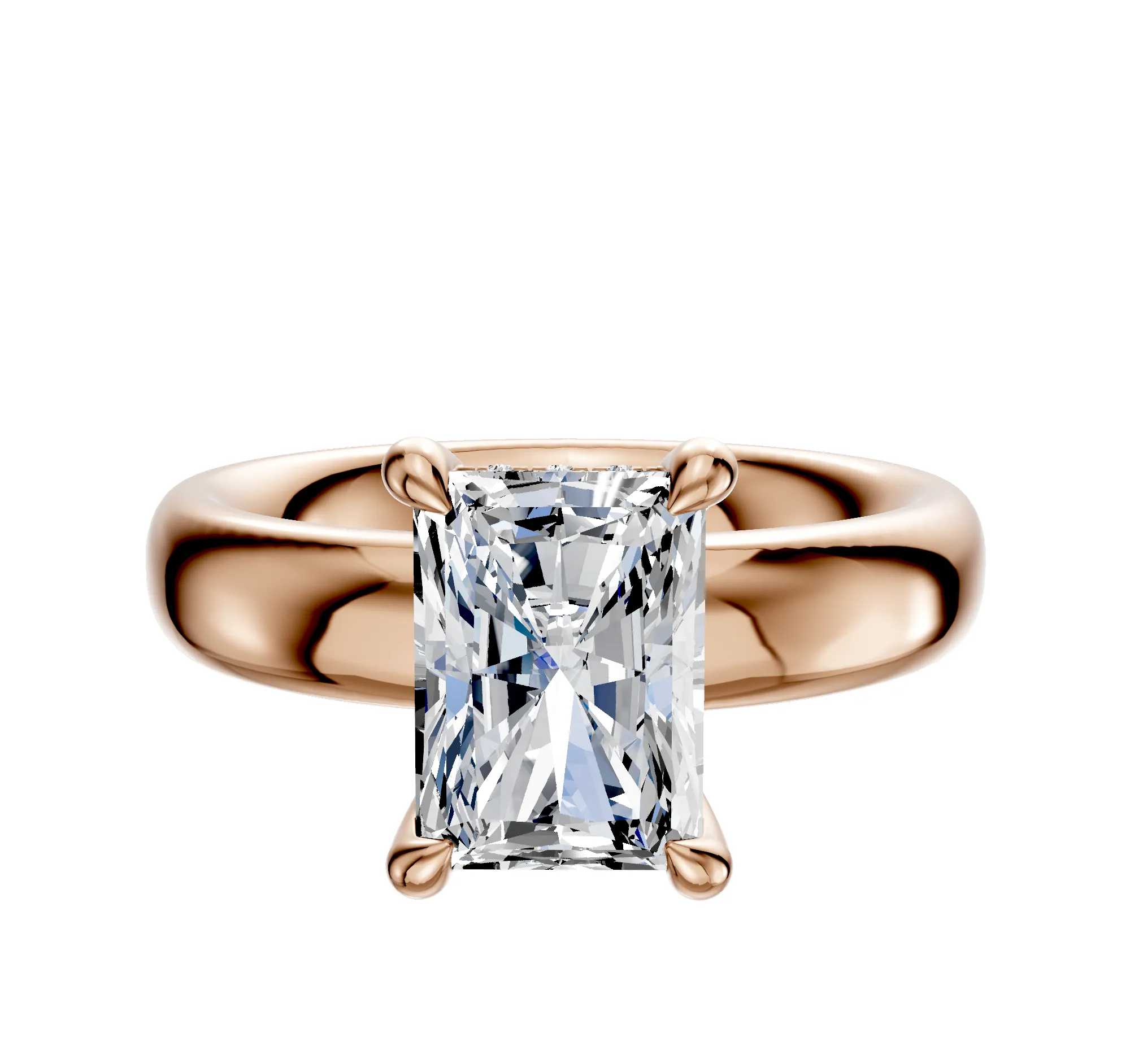 18K Rose Gold 4 Prong Hidden Halo Classic Dome 4.0mm Engagement Ring sold by Effy