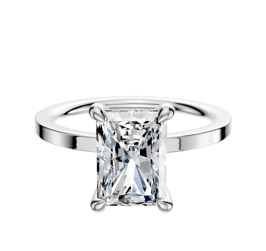 Platinum 4 Prong Hidden Halo Classic Flat 1.5mm Engagement Ring sold by Effy