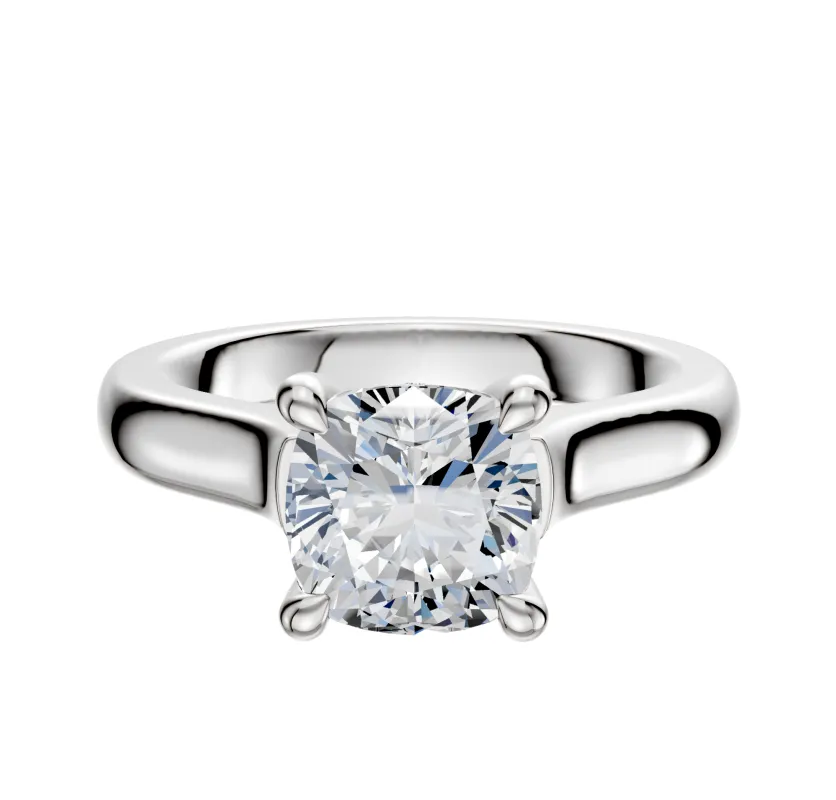 18K White Gold 4 Prong Hidden Halo Cathedral Dome 3.0mm Engagement Ring made by Effy