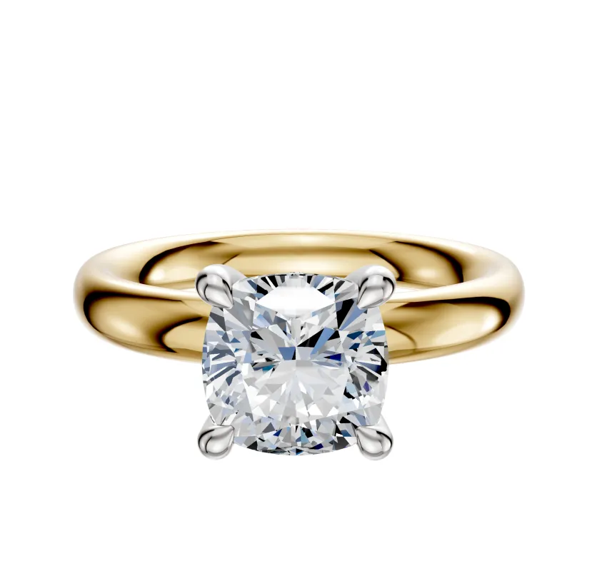 14K Two Tone 4 Prong Hidden Halo Classic Dome 3.0mm Engagement Ring sold by Effy