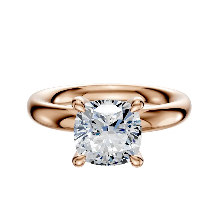 18K Rose Gold 4 Prong Hidden Halo Classic Dome 3.0mm Engagement Ring sold by Effy