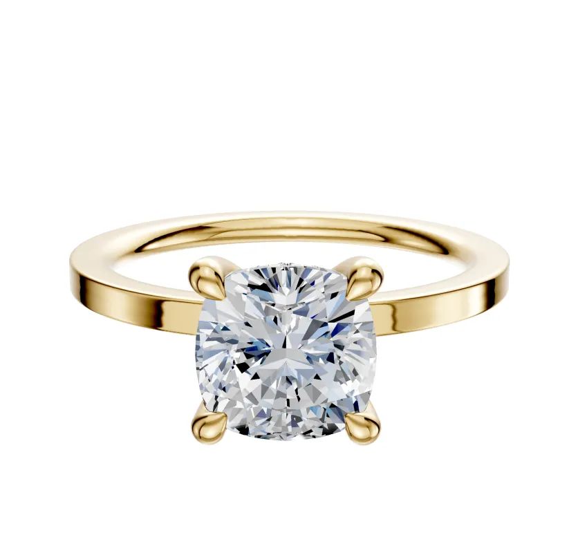 14K Yellow Gold 4 Prong Hidden Halo Classic Flat 1.5mm Engagement Ring sold by Effy