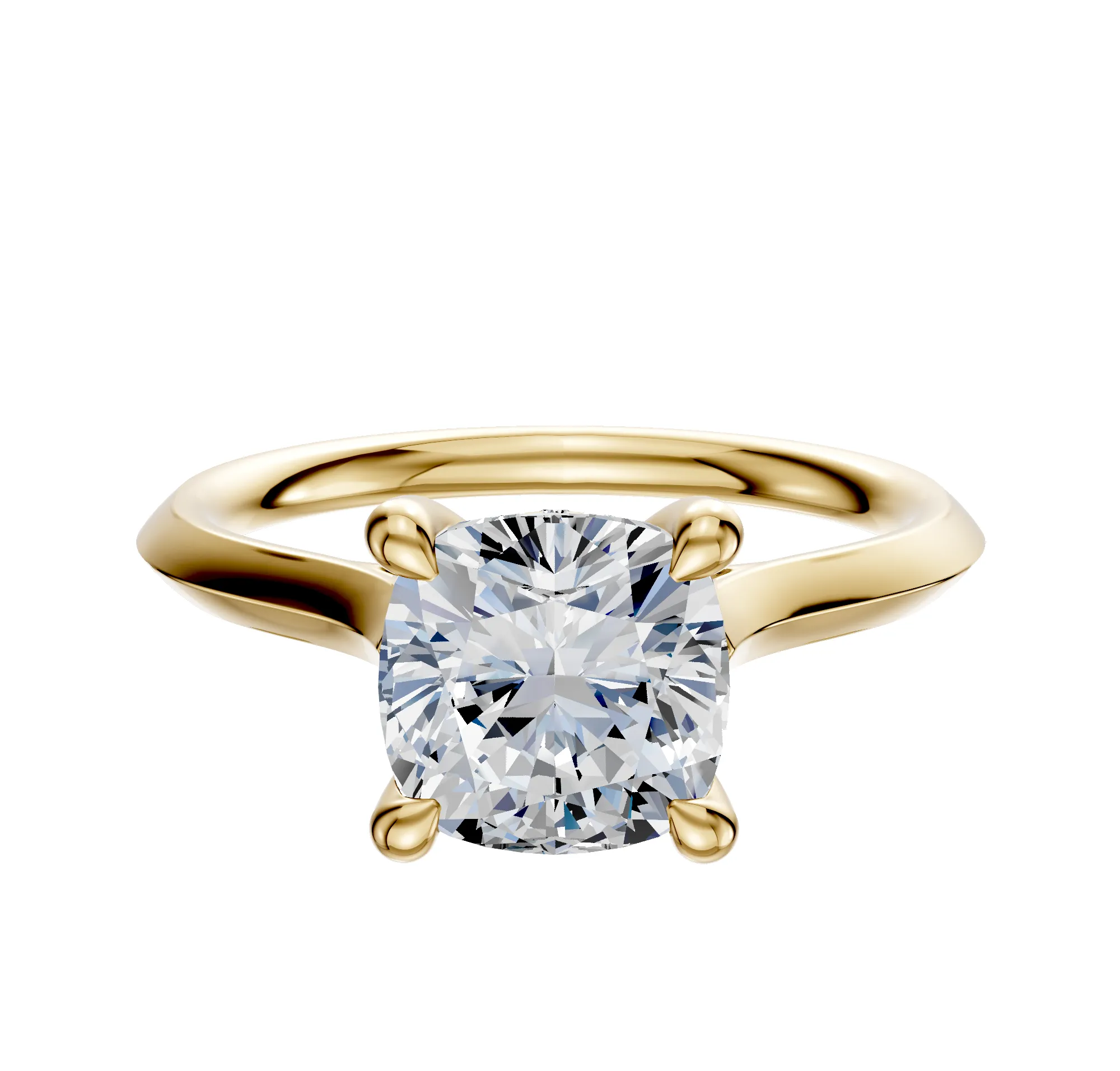 18K Yellow Gold 4 Prong Hidden Halo Cathedral Knife Edge 2.0mm Engagement Ring sold by Effy