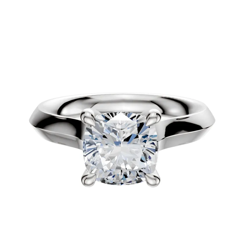 14K White Gold 4 Prong Hidden Halo Cathedral Knife Edge 3.0mm Engagement Ring sold by Effy