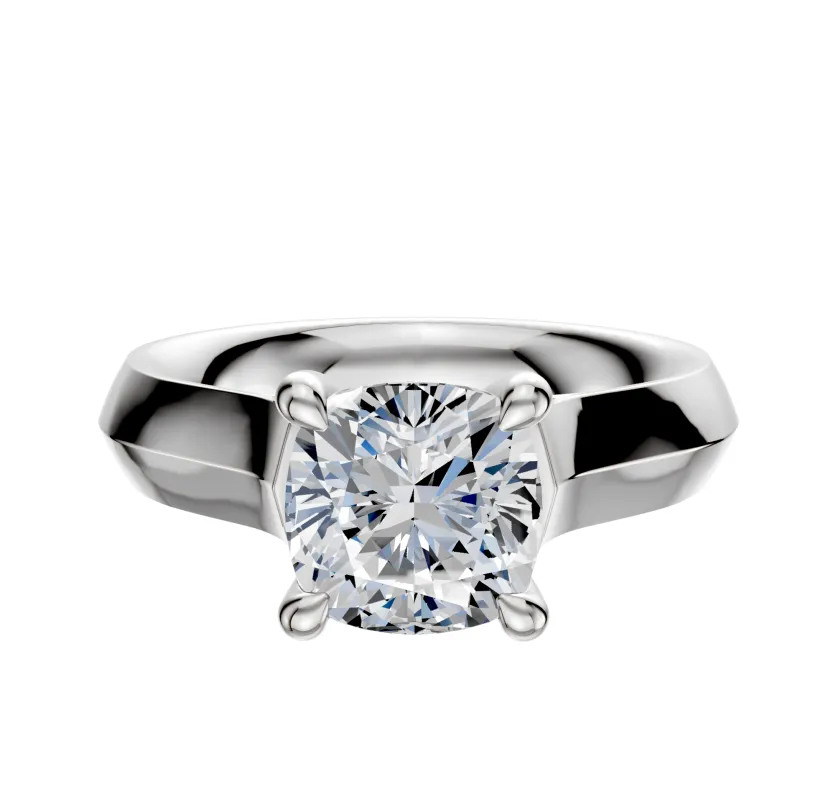 18K White Gold 4 Prong Hidden Halo Cathedral Knife Edge 4.0mm Engagement Ring sold by Effy