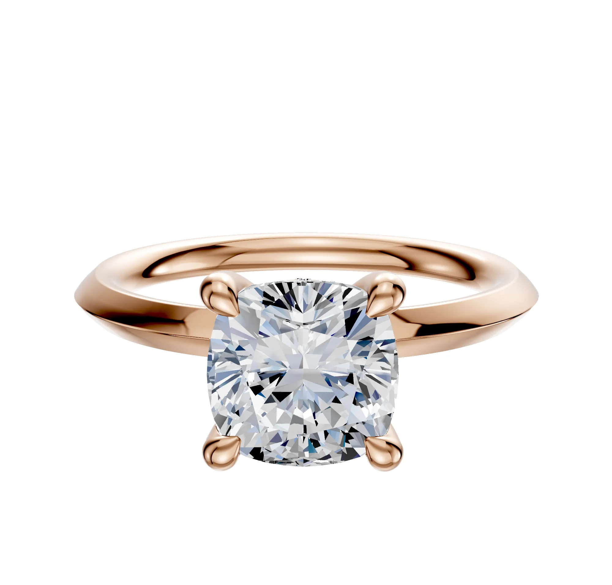 18K Rose Gold 4 Prong Hidden Halo Classic Knife Edge 2.0mm Engagement Ring sold by Effy