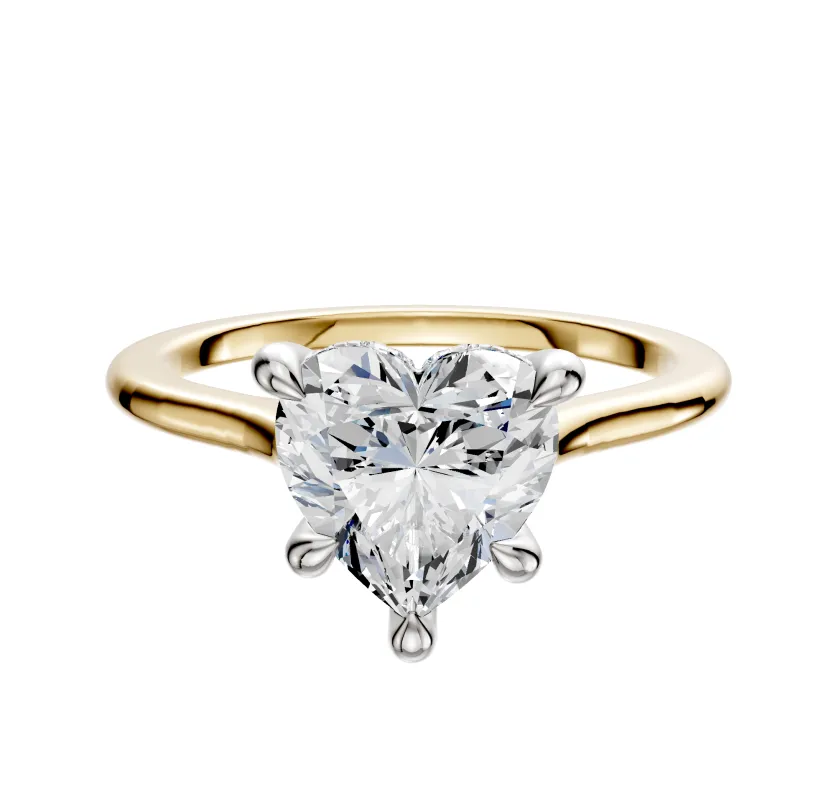 14K Two Tone 4 Prong Hidden Halo Cathedral Dome 1.5mm Engagement Ring made by Effy