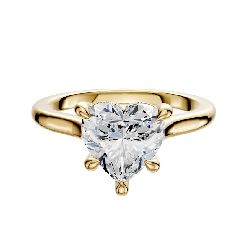 14K Yellow Gold 4 Prong Hidden Halo Cathedral Dome 2.0mm Engagement Ring made by Effy