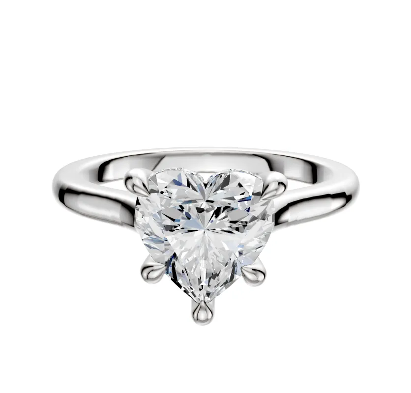 18K White Gold 4 Prong Hidden Halo Cathedral Dome 2.0mm Engagement Ring made by Effy