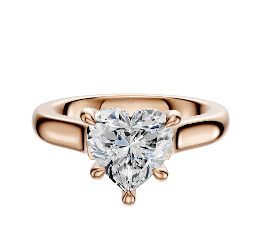 18K Rose Gold 4 Prong Hidden Halo Cathedral Dome 3.0mm Engagement Ring made by Effy