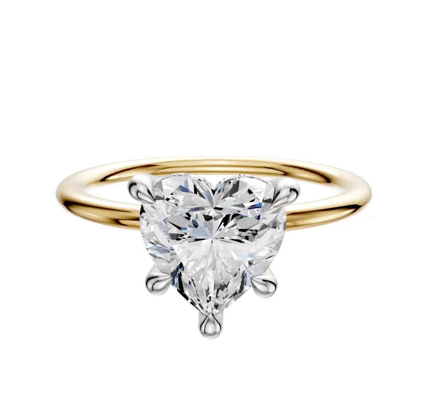14K Two Tone 4 Prong Hidden Halo Classic Dome 1.5mm Engagement Ring sold by Effy