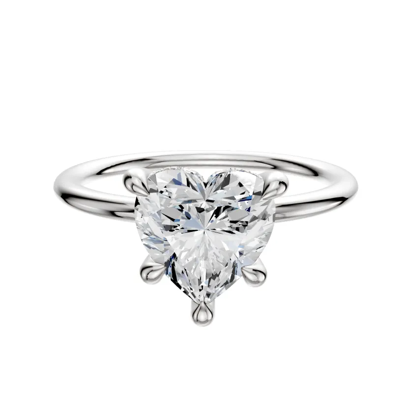 18K White Gold 4 Prong Hidden Halo Classic Dome 1.5mm Engagement Ring sold by Effy