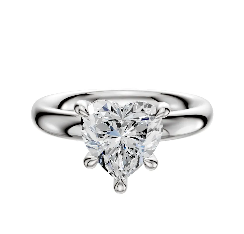 14K White Gold 4 Prong Hidden Halo Classic Dome 3.0mm Engagement Ring made by Effy